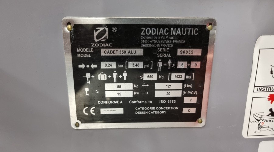 Zodiac Cadet 350ALU met Yamaha F6 en trailer (zéér compleet)
